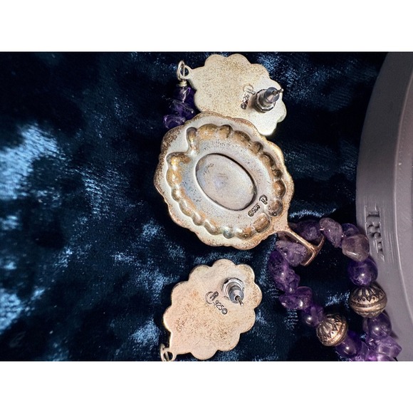 Carolyn Pollack Amethyst Inlay Necklace Pendant Earrings Set Sterling Silver 18" - Picture 12 of 15